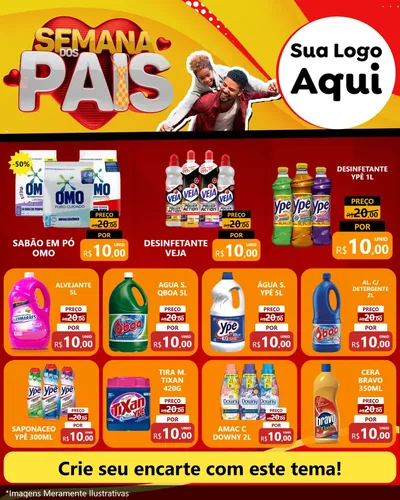 Modelo de Rede Social para Feed Instagram com o tema Semana Dos Pais para Produtos de Limpeza