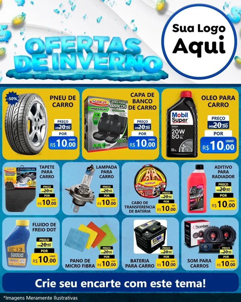 Modelo de Rede Social para Feed Instagram com o tema Ofertas de Inverno para Auto peças
