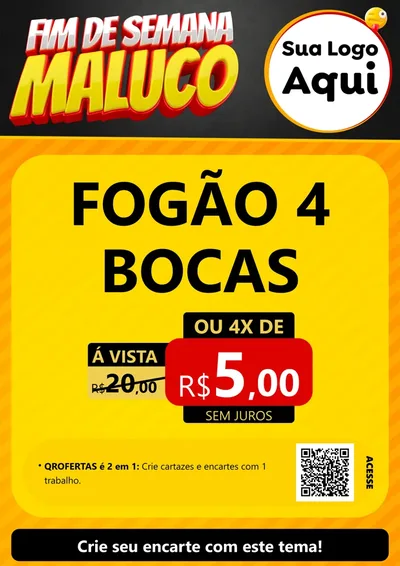 Modelo de Cartaz para Cartaz A4 Vertical com o tema Final de Semana Maluco para Móveis e Eletro