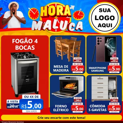 Modelo de Rede Social para Feed Facebook com o tema Hora Maluca para Móveis e Eletro