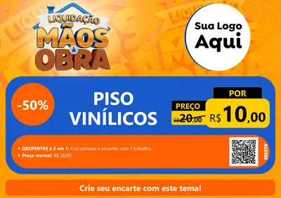 Modelo de Cartaz para Cartaz A4 Horizontal com o tema Liquidação Mãos à Obra para Material para Construção