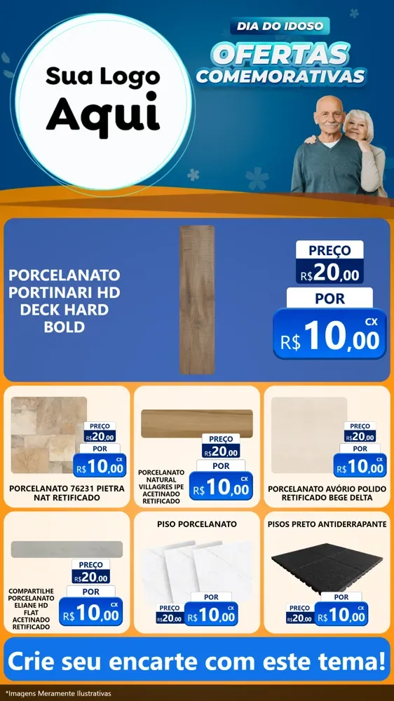 Modelo de Rede Social para Stories com o tema Dia do Idoso para Pisos e revestimentos