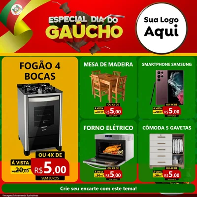 Modelo de Rede Social para Feed Facebook com o tema Especial Dia do Gaúcho para Móveis e Eletro