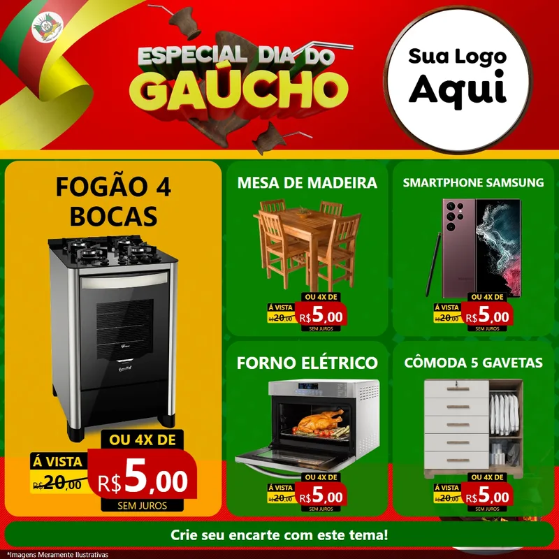 Modelo de Rede Social para Feed Facebook com o tema Especial Dia do Gaúcho para Móveis e Eletro
