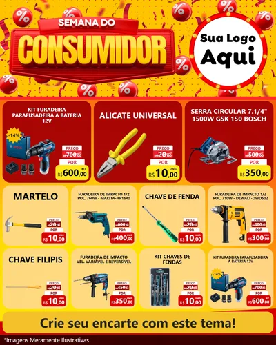 Modelo de Rede Social para Feed Instagram com o tema Semana do Consumidor para Maquinas e Ferramentas