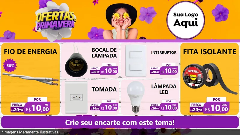 Modelo de TV para TV Horizontal com o tema Ofertas Da Primavera para Materiais Elétricos