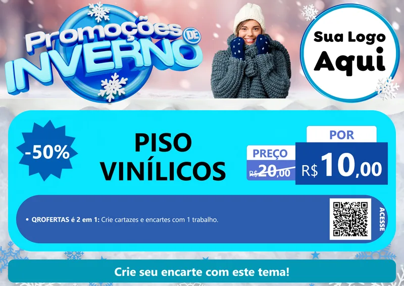 Modelo de Cartaz para Cartaz A4 Horizontal com o tema Promoções de Inverno para Material para Construção
