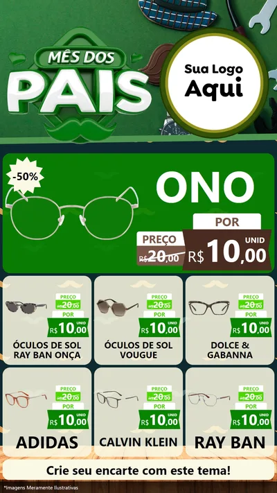 Modelo de Rede Social para Stories com o tema Mês dos Pais para Óticas
