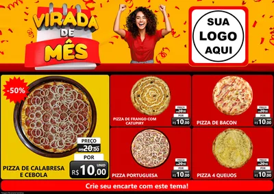 Modelo de Encarte para Encarte A4 Horizontal com o tema Virada de Mês para Pizzaria