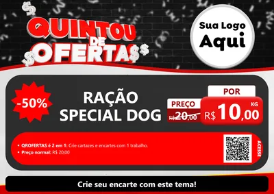 Modelo de Cartaz para Cartaz A4 Horizontal com o tema Quintou de Ofertas para Pet Shop