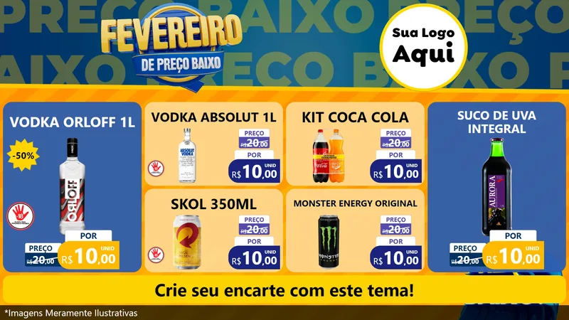 Modelo de TV para TV Horizontal com o tema Fevereiro de Preço Baixo para Distribuidora de bebidas