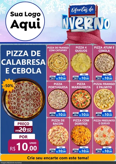 Modelo de Encarte para Encarte A4 Vertical com o tema Ofertas de Inverno para Pizzaria