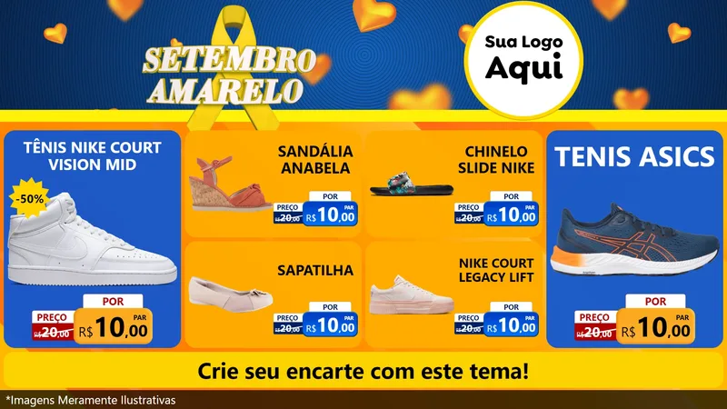 Modelo de TV para TV Horizontal com o tema Setembro Amarelo para Calçados