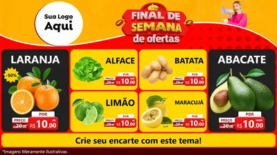 Modelo de TV para TV Horizontal com o tema Final de Semana de Ofertas para Hortifrúti