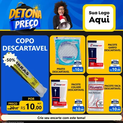 Modelo de Rede Social para Feed Facebook com o tema Detona Preços para Embalagens