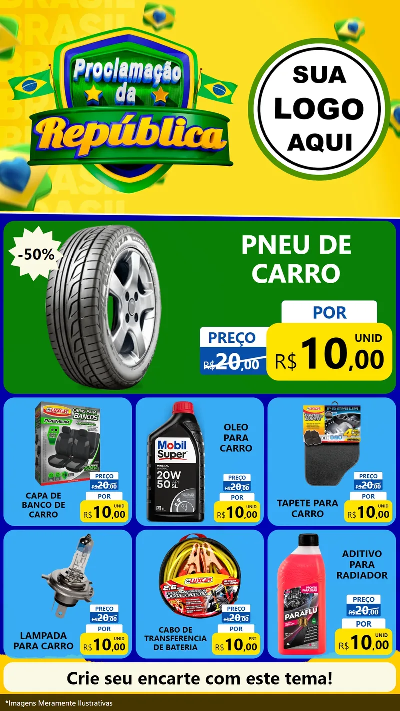 Modelo de Rede Social para Stories com o tema Proclamação da República para Auto peças