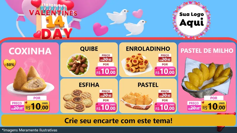 Modelo de TV para TV Horizontal com o tema Valentine's Day para Salgadaria