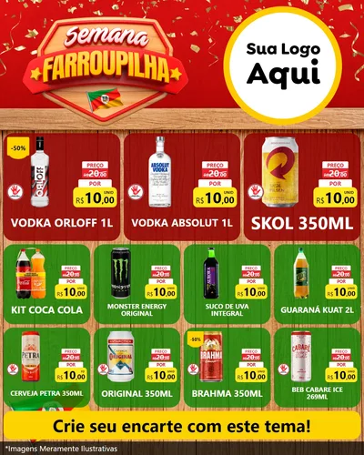 Modelo de Rede Social para Feed Instagram com o tema Semana Farroupilha para Distribuidora de bebidas