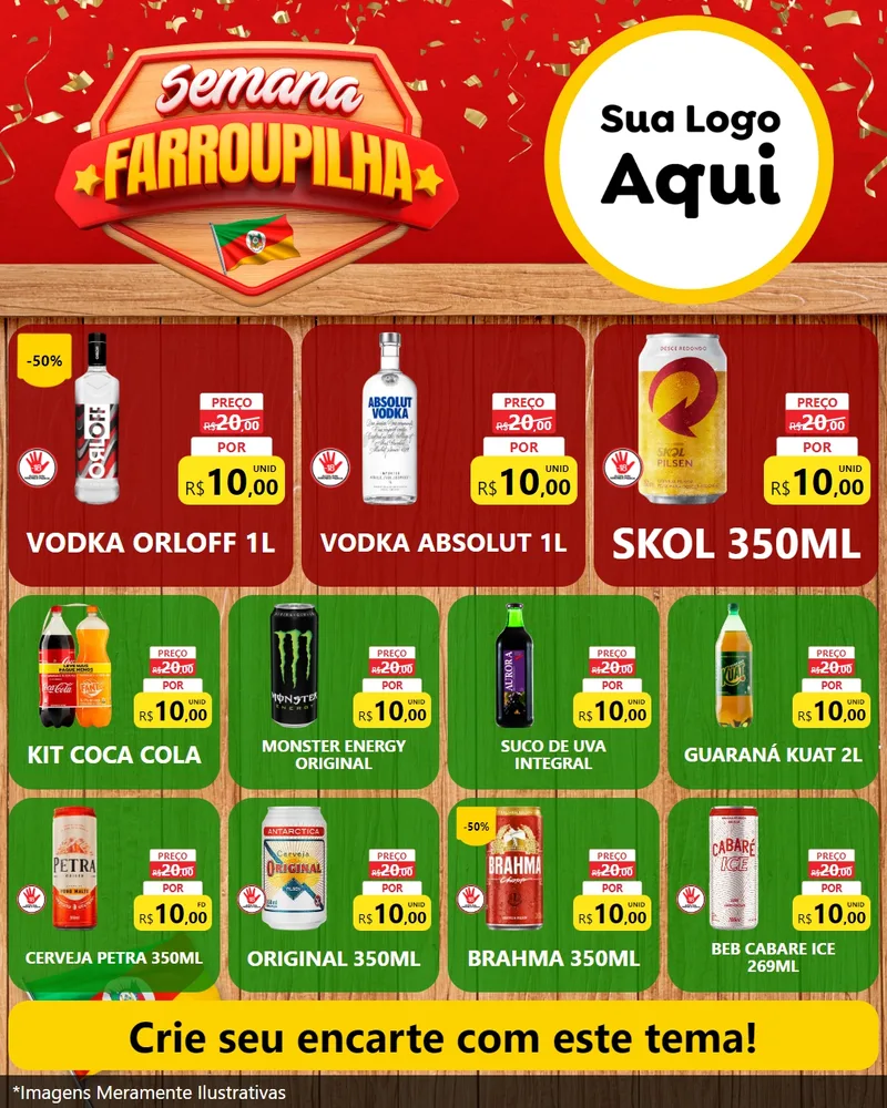 Modelo de Rede Social para Feed Instagram com o tema Semana Farroupilha para Distribuidora de bebidas