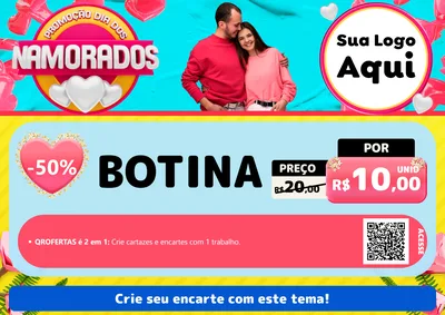 Modelo de Cartaz para Cartaz A4 Horizontal com o tema Promoção Dia dos Namorados para Agropecuária