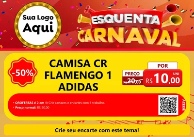 Modelo de Cartaz para Cartaz A4 Horizontal com o tema Esquenta Carnaval para Roupas e acessórios