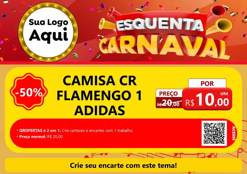 Modelo de Cartaz para Cartaz A4 Horizontal com o tema Esquenta Carnaval para Roupas e acessórios