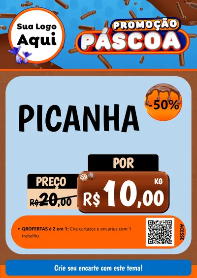 Modelo de Cartaz para Cartaz A4 Vertical com o tema Promoção Páscoa para Açougue