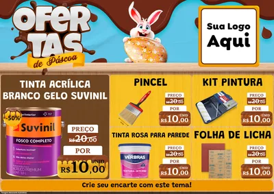 Modelo de Encarte para Encarte A4 Horizontal com o tema Ofertas de Páscoa para Tintas e Ferramentas