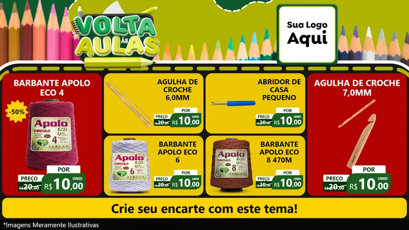 Modelo de TV para TV Horizontal com o tema Volta às Aulas para Armarinho e Aviamentos