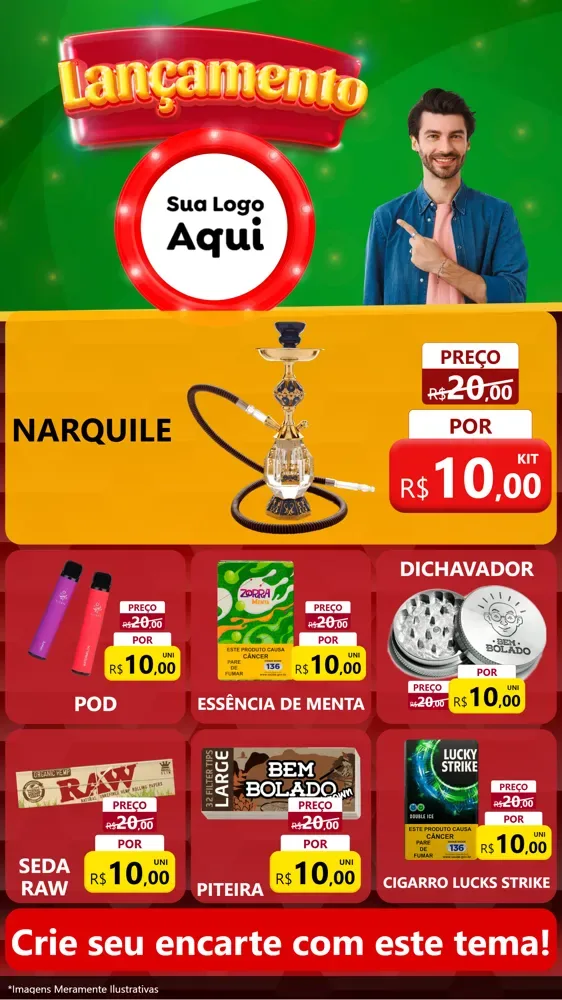 Modelo de Rede Social para Stories com o tema Lançamento para Tabacaria
