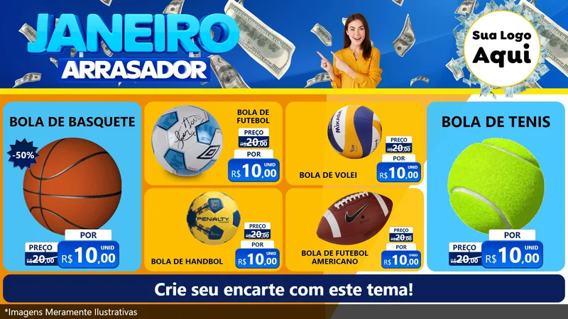 Modelo de TV para TV Horizontal com o tema Janeiro Arrasador para Artigos Esportivos