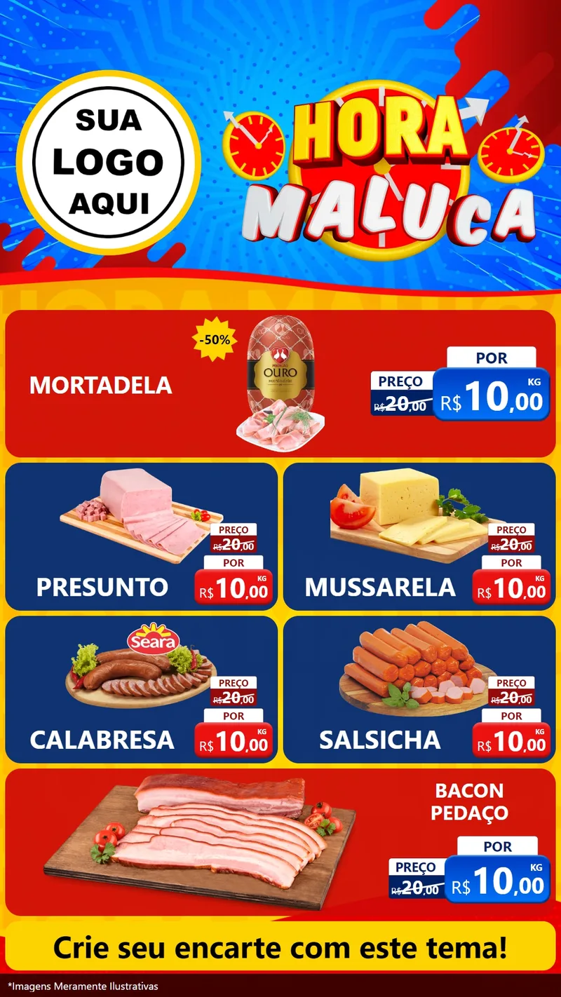 Modelo de TV para TV Vertical com o tema Hora Maluca para Frios e Laticínios