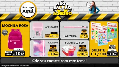 Modelo de TV para TV Horizontal com o tema Mega Saldão de Janeiro para Papelaria