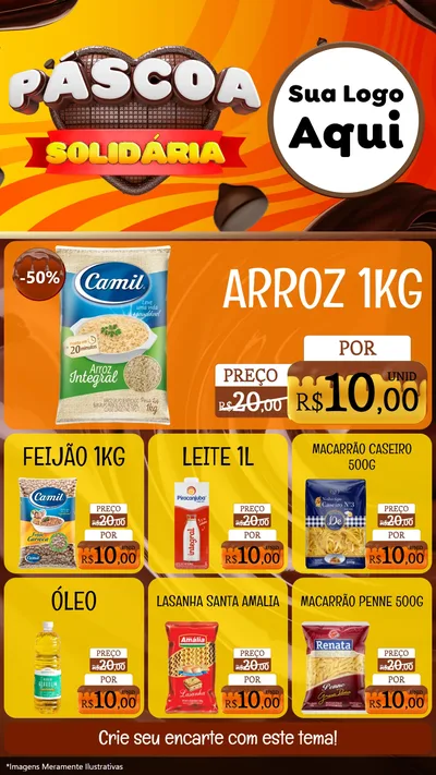 Modelo de Rede Social para Stories com o tema Páscoa Solidária para Supermercado