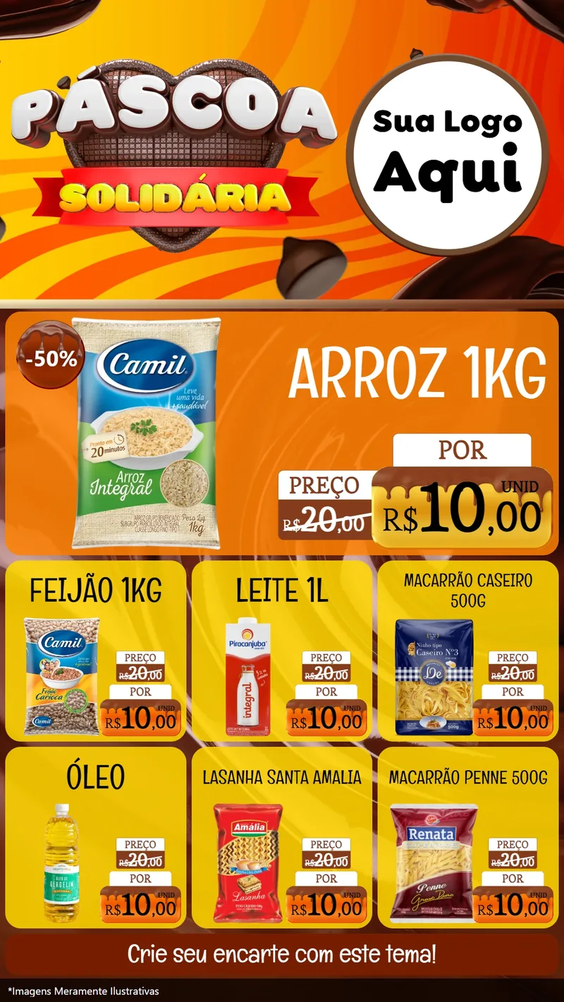 Modelo de Rede Social para Stories com o tema Páscoa Solidária para Supermercado
