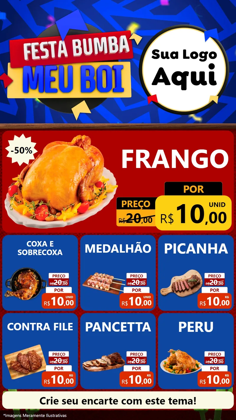 Modelo de Rede Social para Stories com o tema Festa Bumba meu Boi para Assados