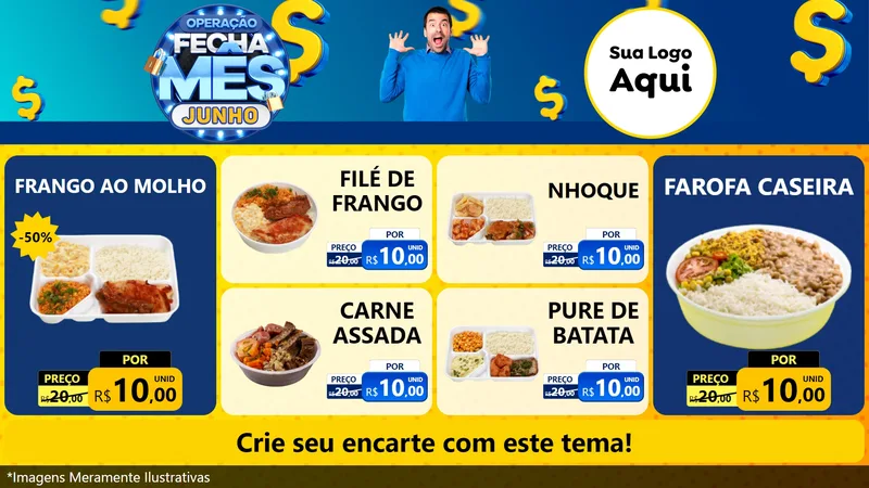 Modelo de TV para TV Horizontal com o tema Operação Fecha Mês, Junho para Restaurante