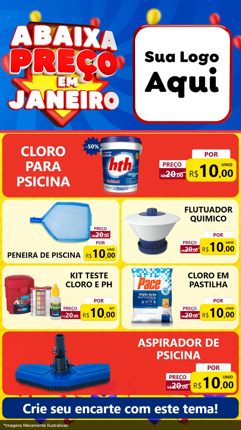Modelo de TV para TV Vertical com o tema Abaixa Preço em Janeiro para Produtos para Piscina