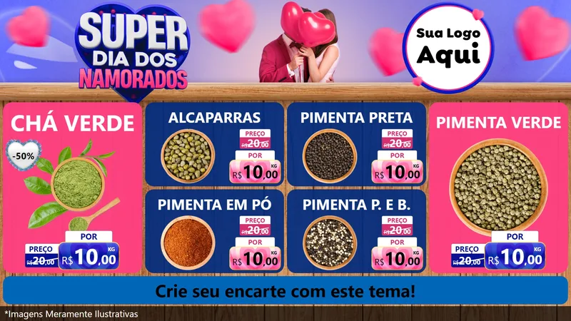 Modelo de TV para TV Horizontal com o tema Super Dia dos Namorados para Produtos Naturais