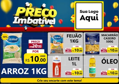 Modelo de Encarte para Encarte A4 Horizontal com o tema Preço Imbatível para Supermercado