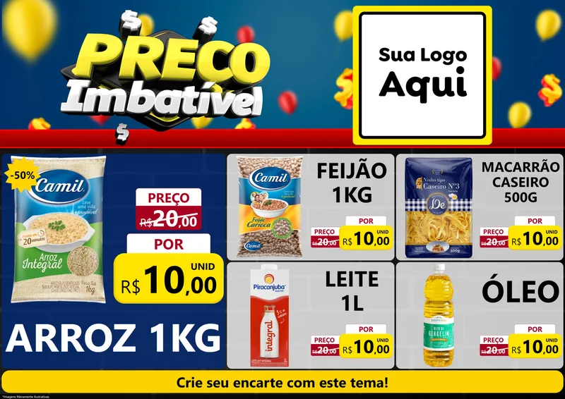 Modelo de Encarte para Encarte A4 Horizontal com o tema Preço Imbatível para Supermercado