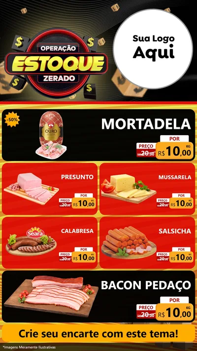 Modelo de TV para TV Vertical com o tema Operação Estoque Zerado para Frios e Laticínios