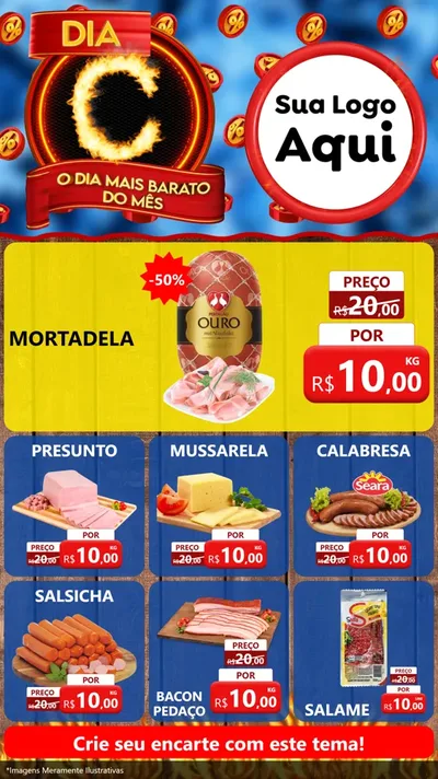 Modelo de Rede Social para Stories com o tema Dia C - O Dia Mais Barato Do Mês para Frios e Laticínios