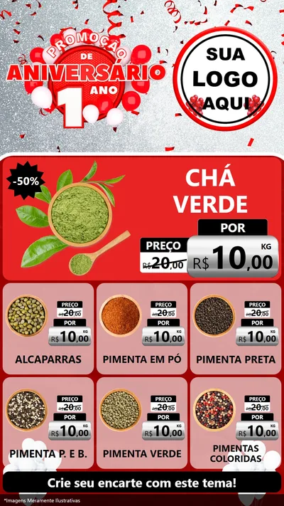 Modelo de Rede Social para Stories com o tema Promoção de Aniversário - 1 Ano para Produtos Naturais
