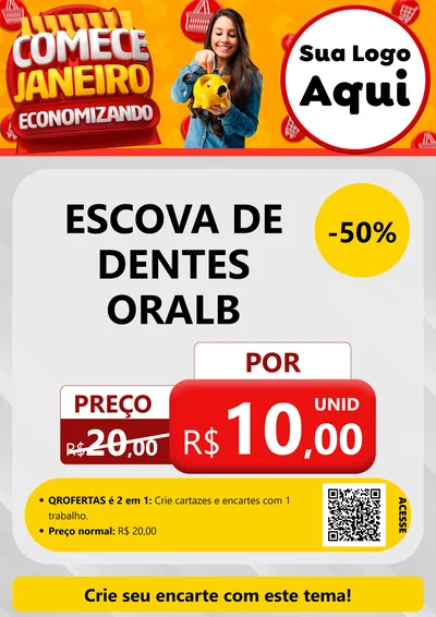 Modelo de Cartaz para Cartaz A4 Vertical com o tema Comece Janeiro Economizando para Higiene Pessoal
