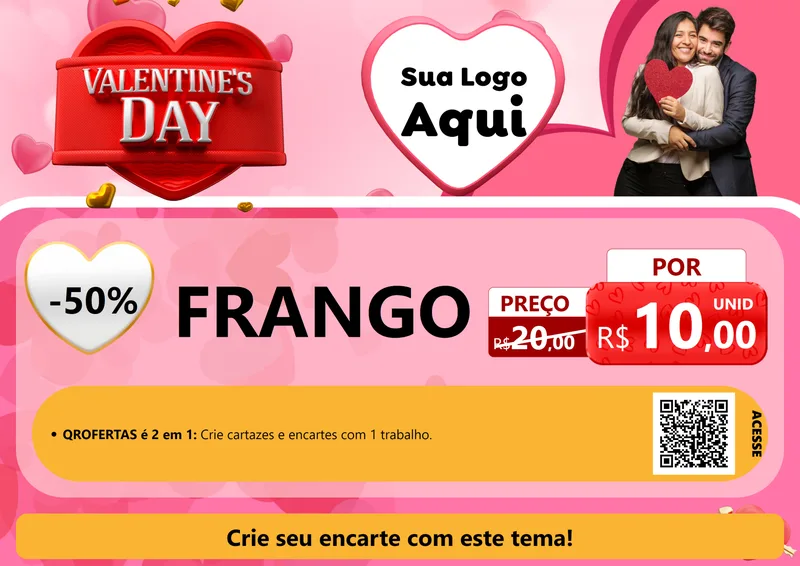 Modelo de Cartaz para Cartaz A4 Horizontal com o tema Valentine's Day para Assados