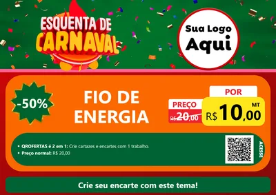 Modelo de Cartaz para Cartaz A4 Horizontal com o tema Esquenta de Carnaval para Materiais Elétricos