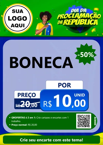 Modelo de Cartaz para Cartaz A4 Vertical com o tema Dia Da Proclamação Da República para Brinquedos