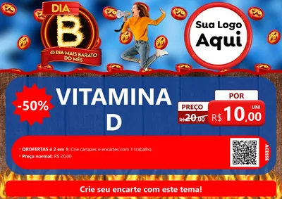 Modelo de Cartaz para Cartaz A4 Horizontal com o tema Dia B - O Dia Mais Barato Do Mês para Farmácia