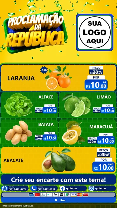 Modelo de TV para TV Vertical com o tema Proclamação da República para Hortifrúti